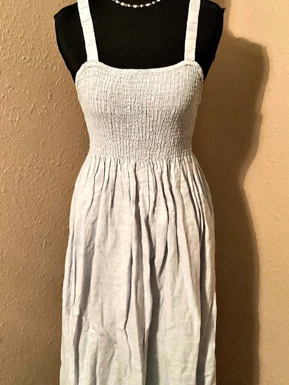 J.Crew Smocked midi  Linen & Cotton dress small